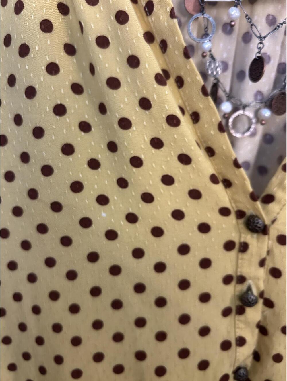 Maeve by Anthropologie Yellow Polka Dot Blouse Medium - Picture 9 of 9